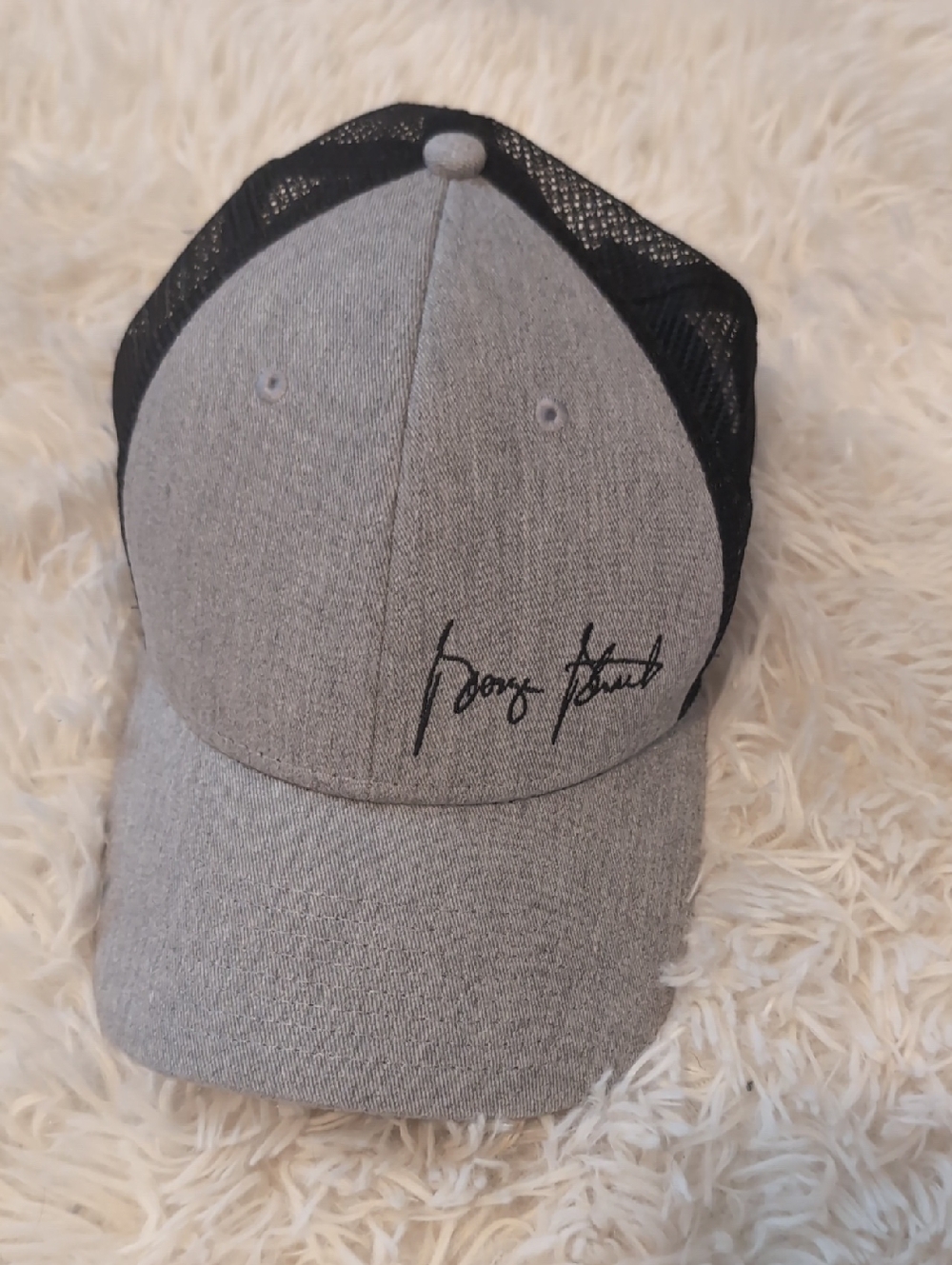 George Strait Branded Black And Gray Mesh Hat